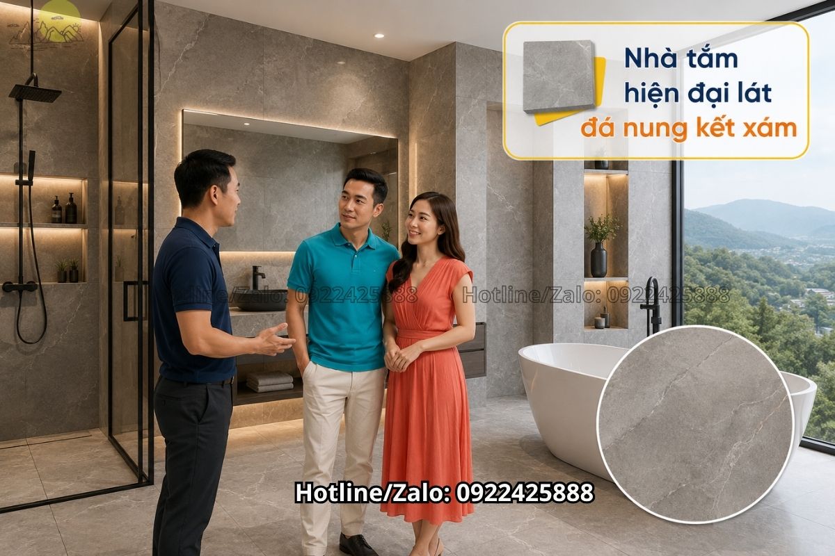 Đá marble trắng vân vàng lát sàn nhà tắm tân cổ điển cao cấp