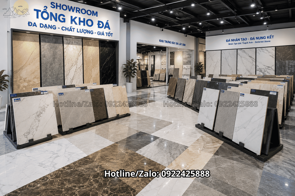Showroom Tổng Kho Đá trưng bày nhiều mẫu đá lát sàn
