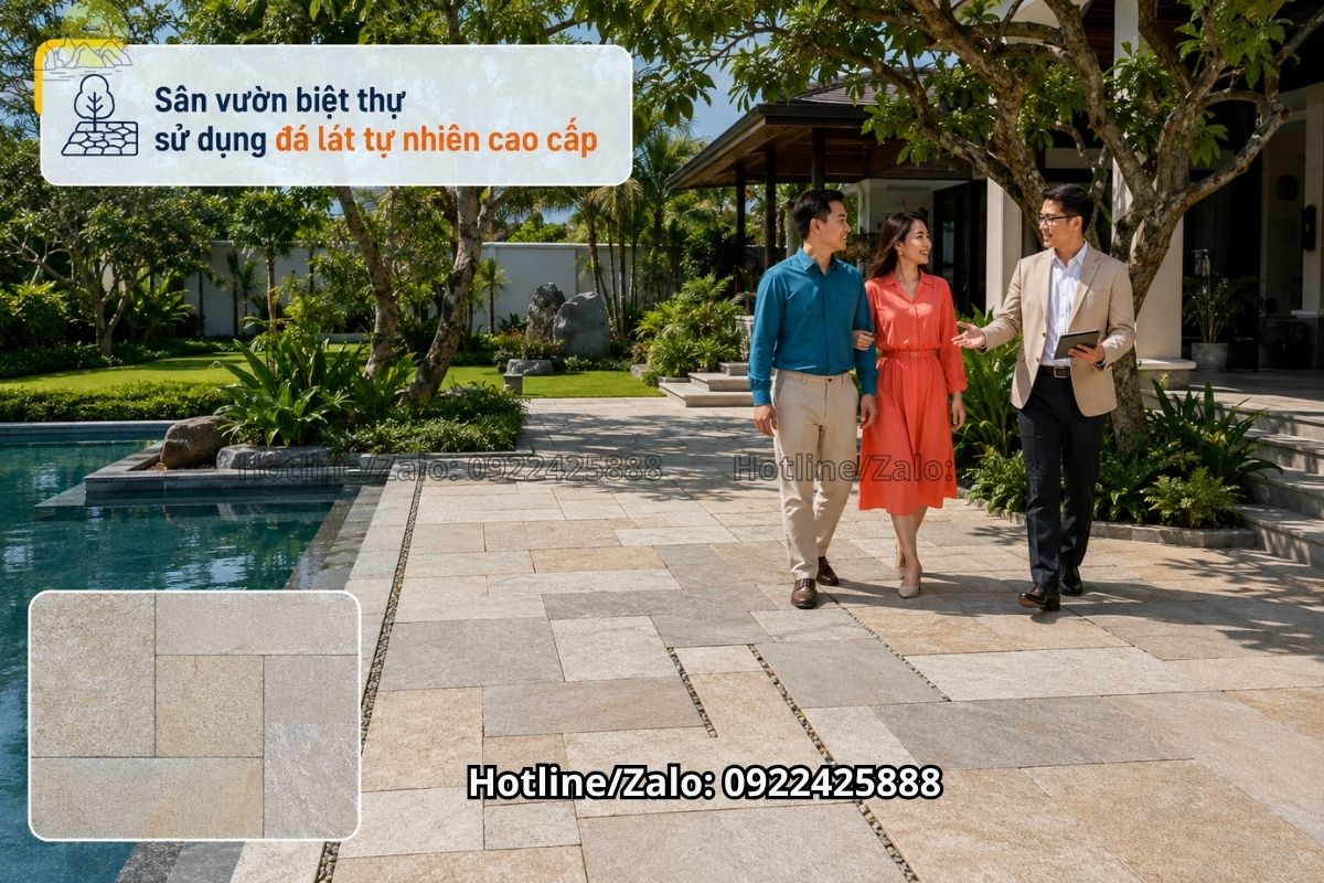 Đá lát sàn sân vườn biệt thự bằng đá tự nhiên đẹp sang trọng