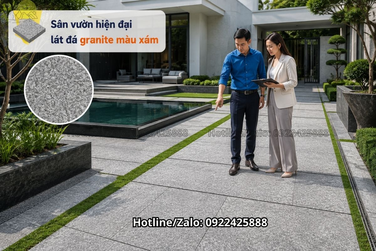Đá granite màu xám lát sàn sân vườn chống chịu thời tiết tốt