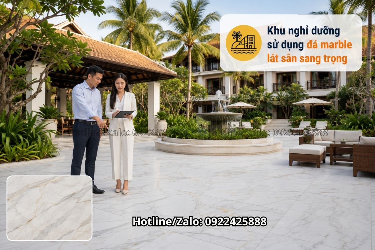 Đá marble lát sàn sân vườn khu nghỉ dưỡng cao cấp
