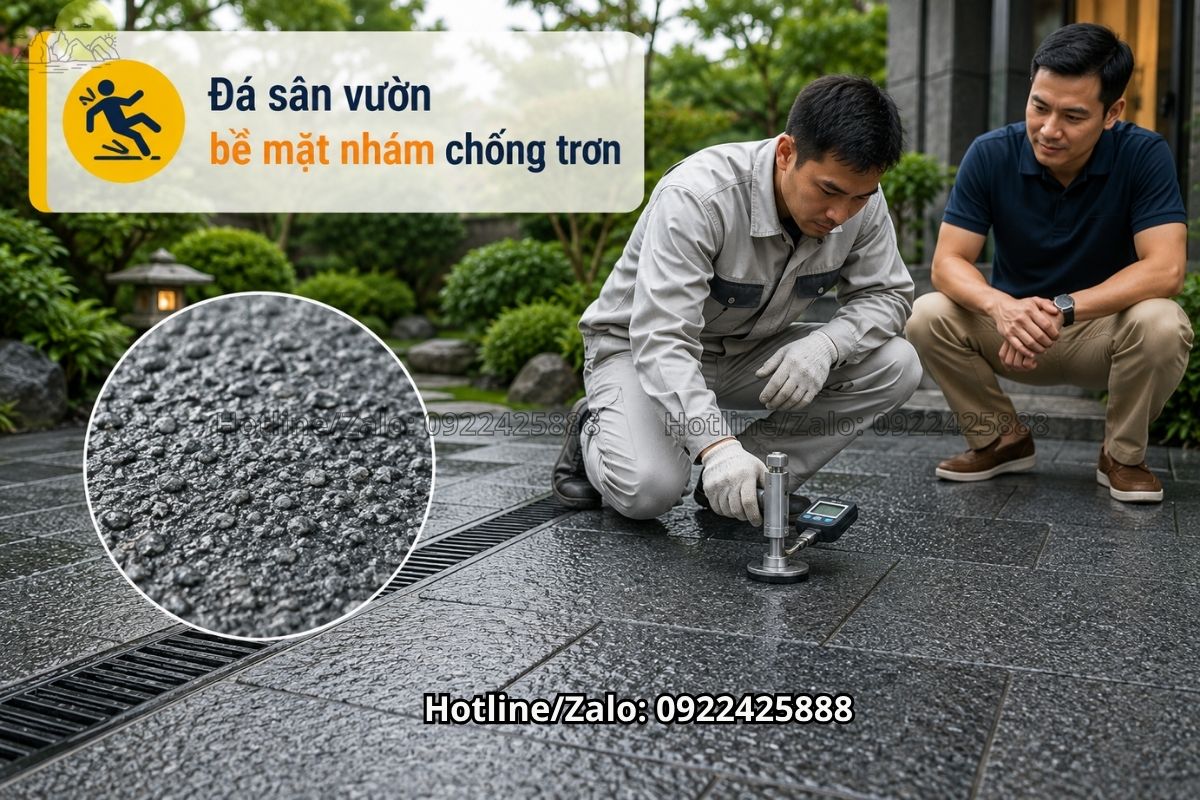 Đá lát sân vườn bề mặt nhám chống trơn an toàn khi sử dụng