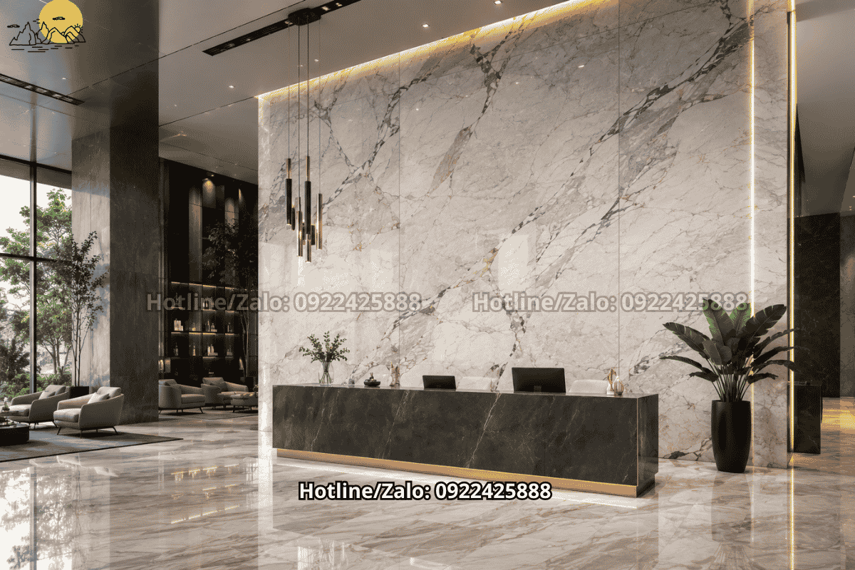 Đá Ốp Tường Đẹp bằng đá nung kết cho showroom và công trình thương mại