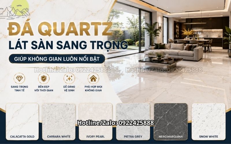 Đá Quartz Lát Sàn Sang Trọng Giúp Không Gian Luôn Nổi Bật