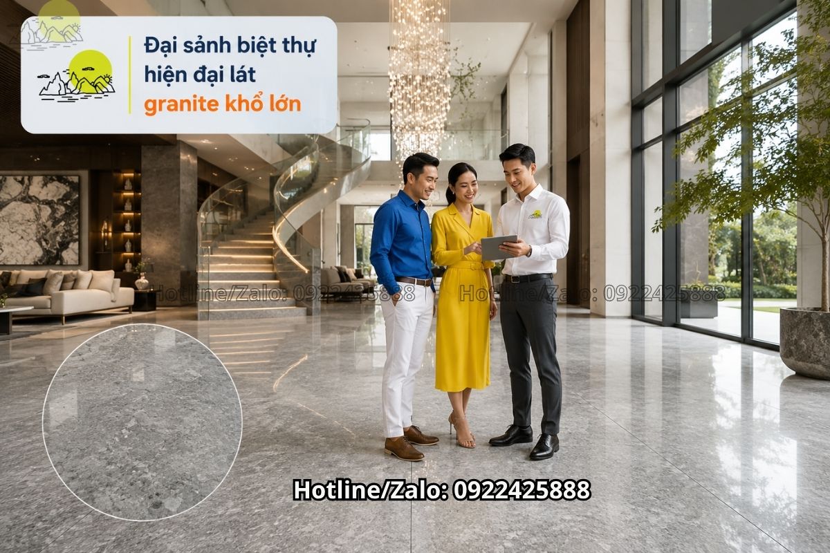 Granite lát sàn đại sảnh biệt thự hiện đại khổ lớn sang trọng