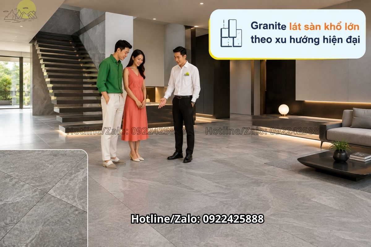 Granite lát sàn khổ lớn hiện đại ít đường ron sang trọng