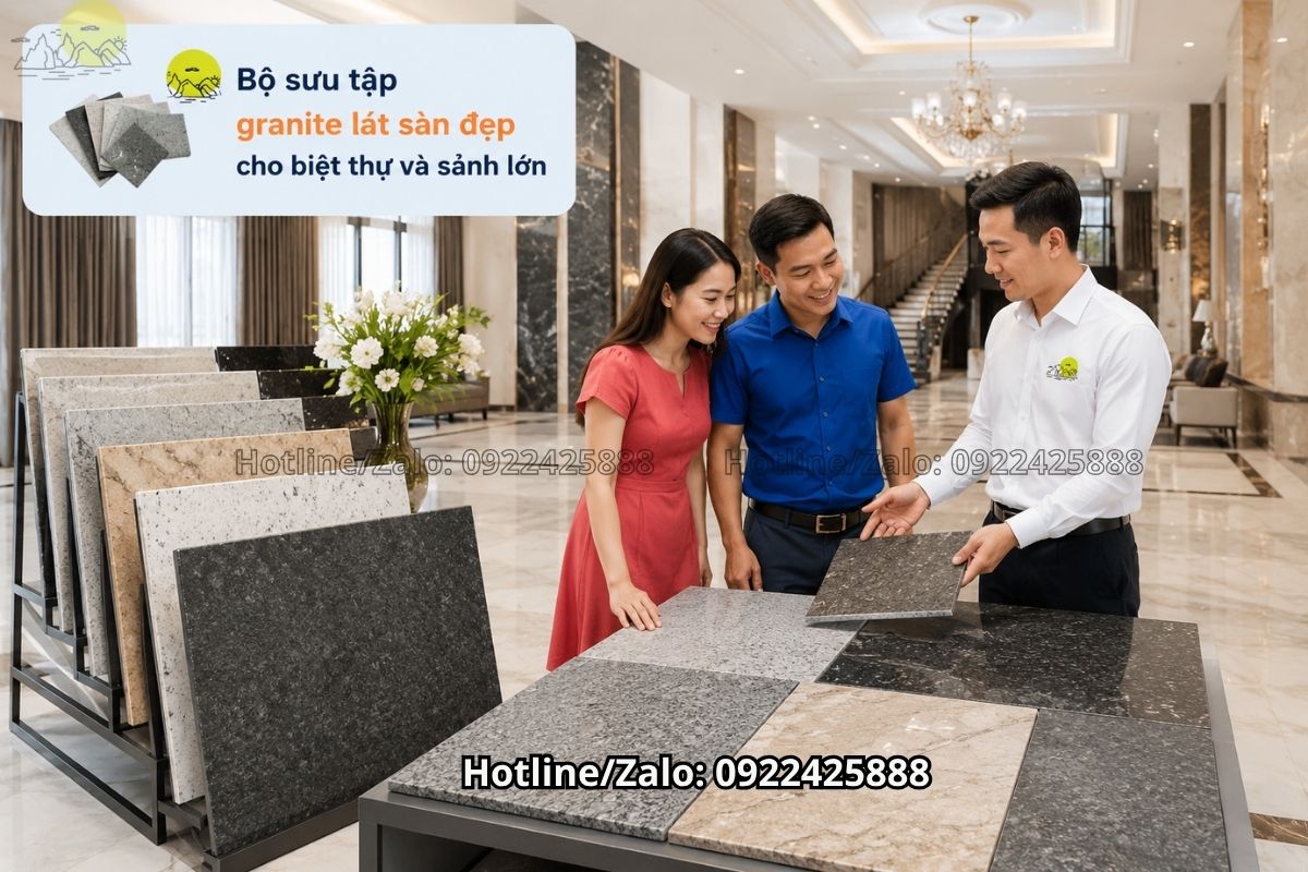 Granite lát sàn đẹp cho phòng khách sảnh lớn và biệt thự hiện đại