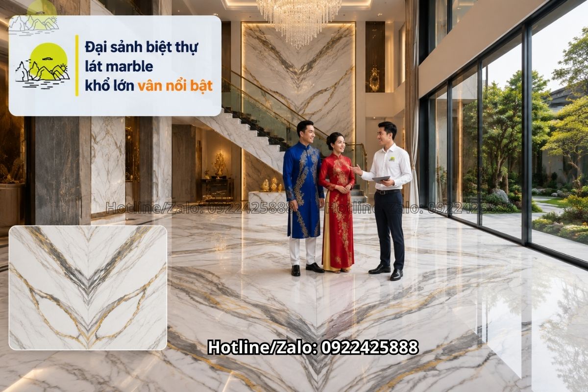 Marble lát sàn khổ lớn cho đại sảnh biệt thự cao cấp