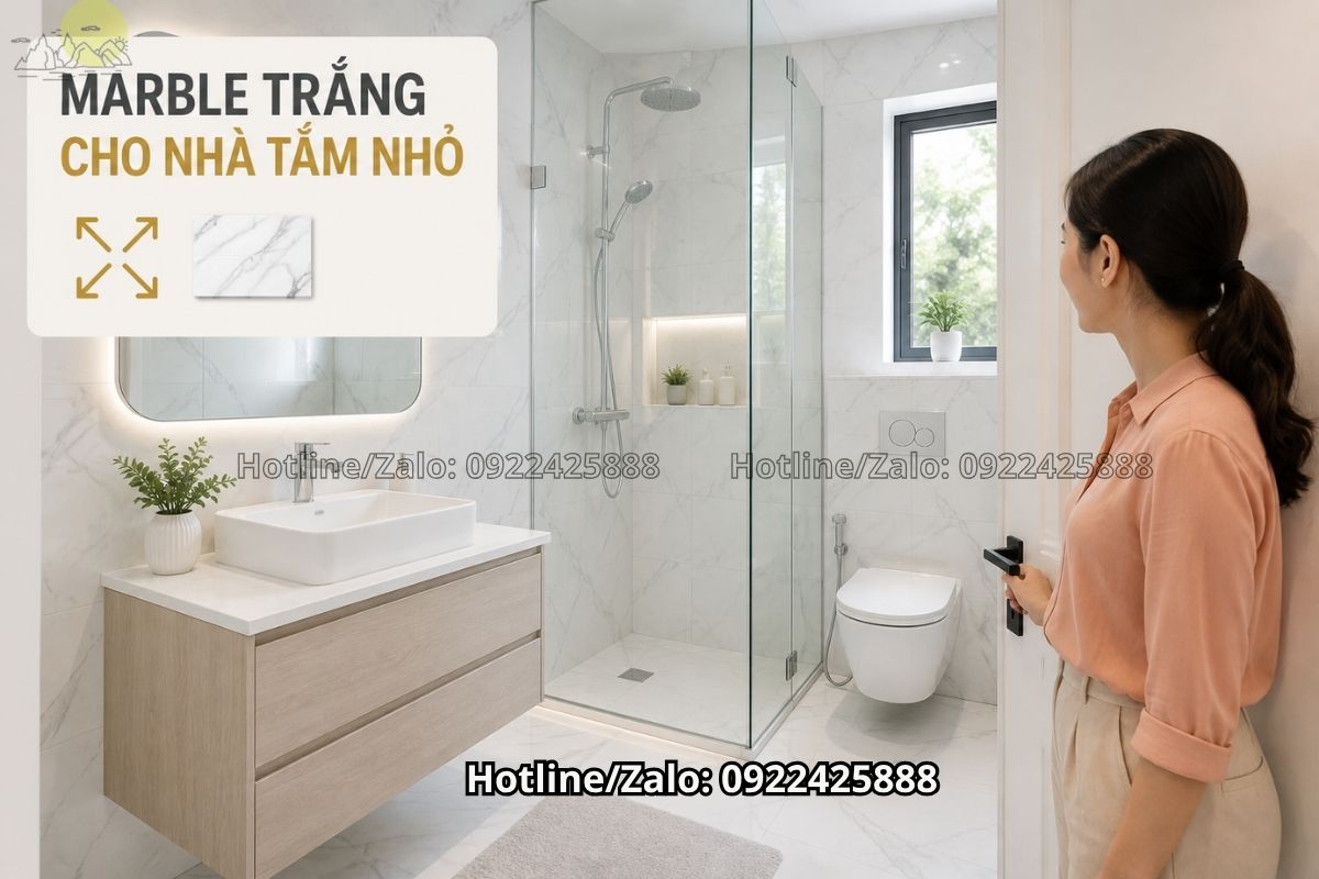 Đá granite hay marble ốp nhà tắm với khả năng chống thấm tốt