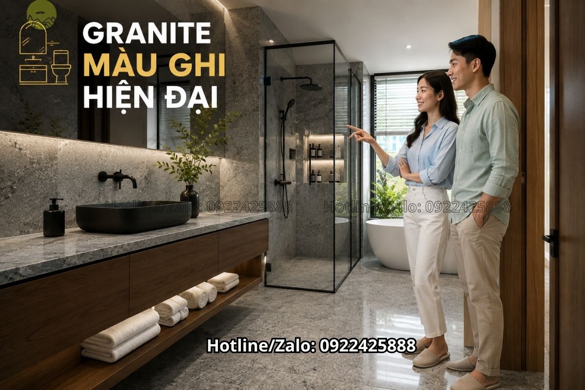 Đá granite hay marble ốp nhà tắm phong cách hiện đại
