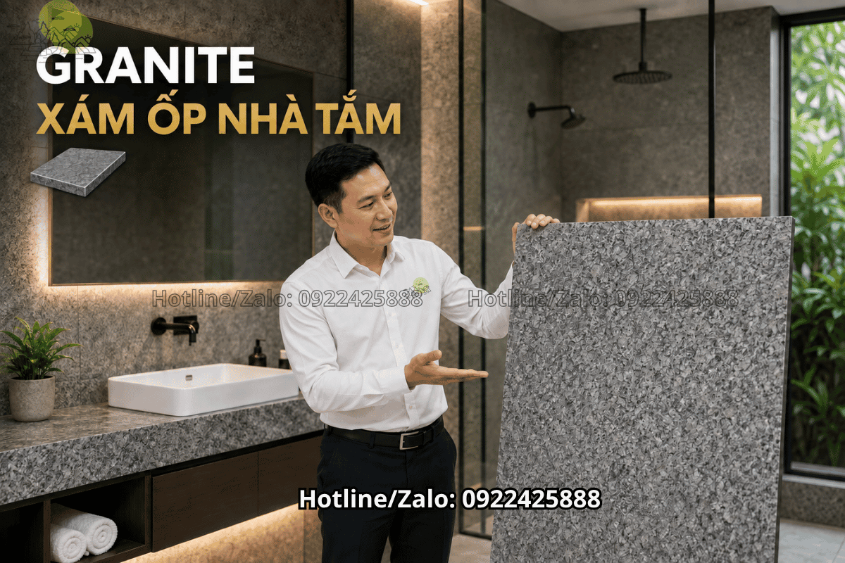 Đá granite hay marble ốp nhà tắm trong không gian hiện đại