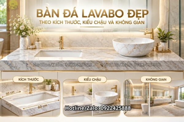 Bàn Đá Lavabo Đẹp Theo Kích Thước, Kiểu Chậu Và Không Gian