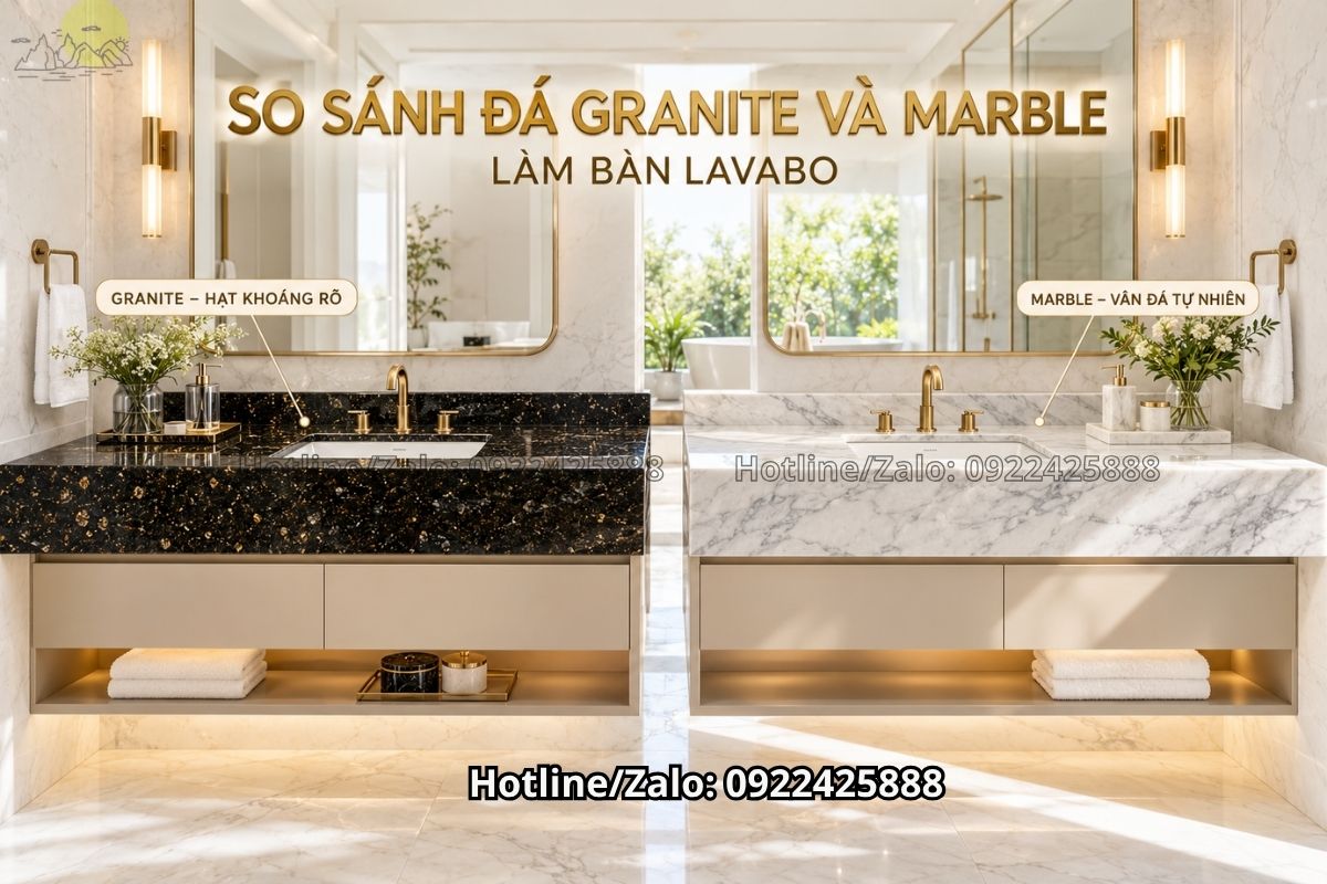 So Sánh Đá Granite Và Marble Làm Bàn Lavabo