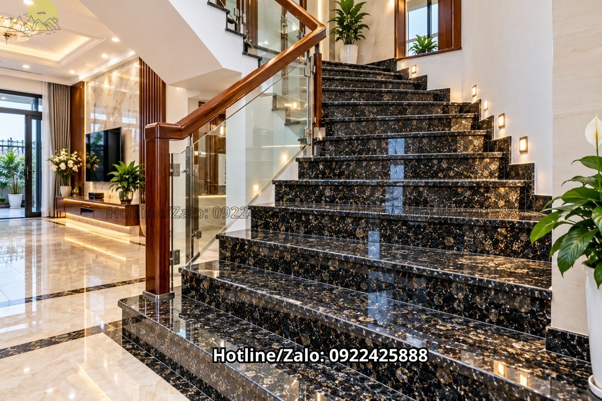 Đá hoa cương ốp cầu thang tại Hải Phòng hoàn thiện thực tế