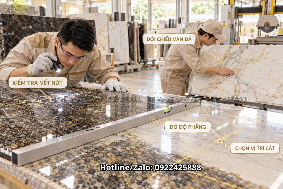 Gia công cạnh đá granite và marble cho bàn lavabo