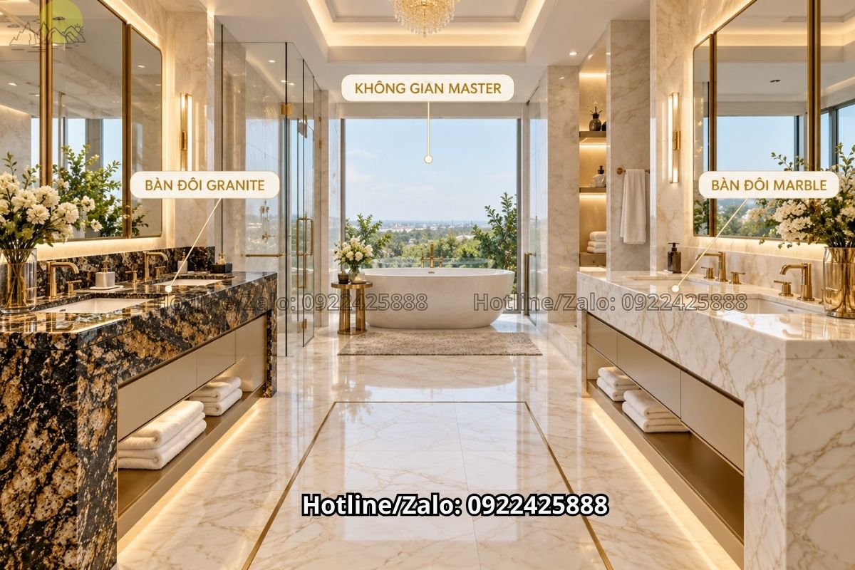So sánh granite và marble sử dụng cho bàn lavabo âm