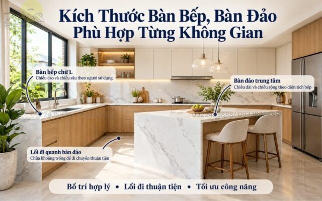 Kích Thước Bàn Bếp, Bàn Đảo Phù Hợp Từng Không Gian