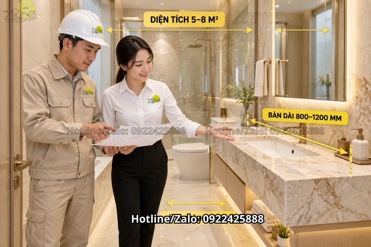 Kích thước bàn lavabo 600 đến 800 mm cho phòng tắm nhỏ