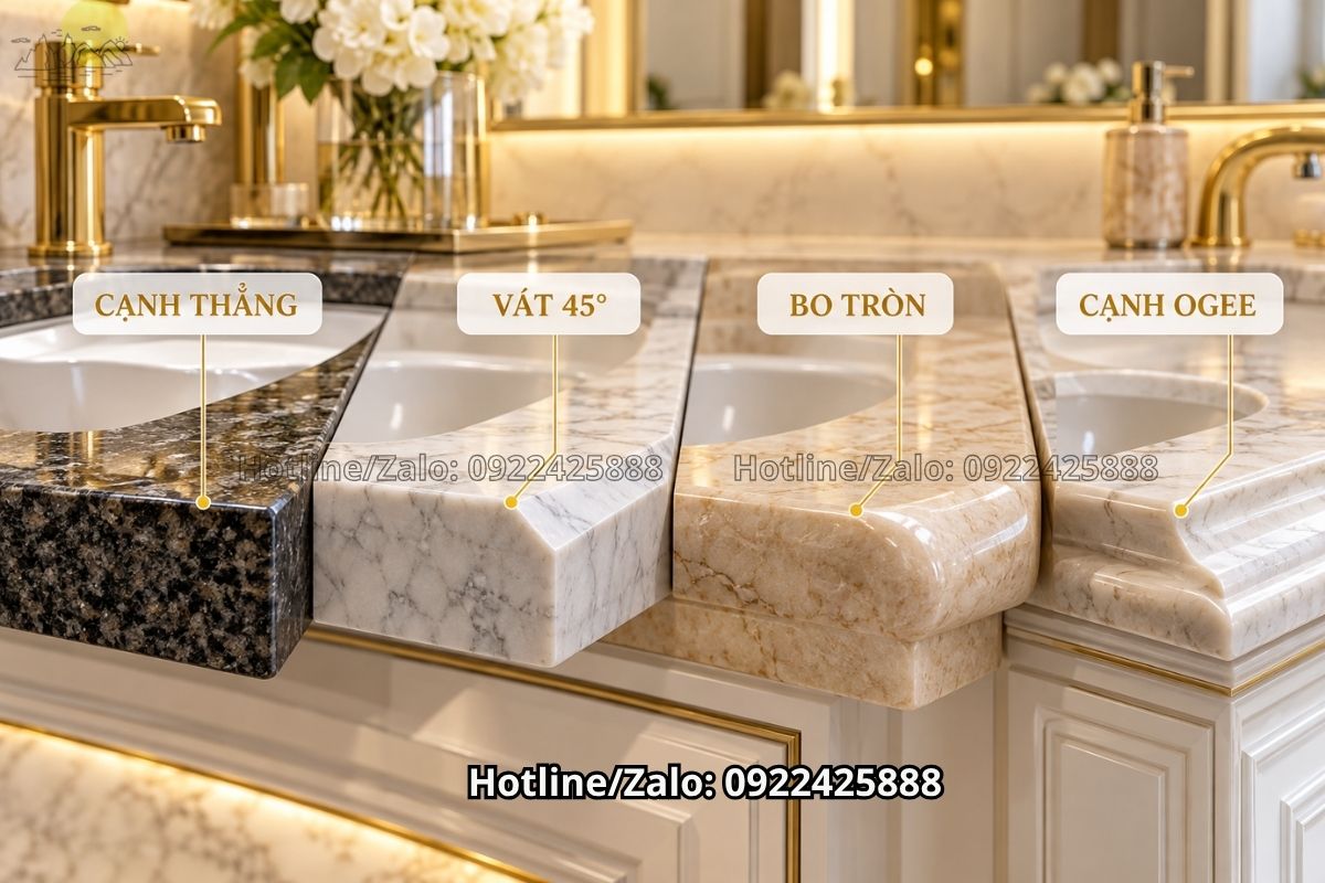 So sánh khả năng chống thấm của granite và marble làm bàn lavabo