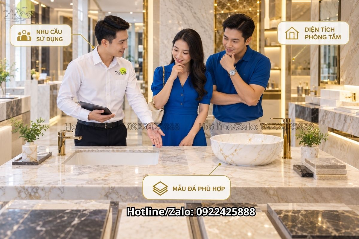 Tư vấn lựa chọn bàn đá lavabo âm hay dương tại Tổng Kho Đá
