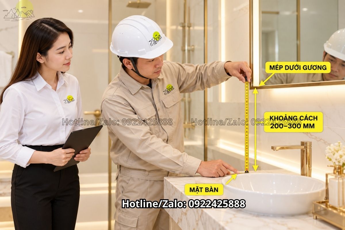 Chiều dài bàn đá lavabo