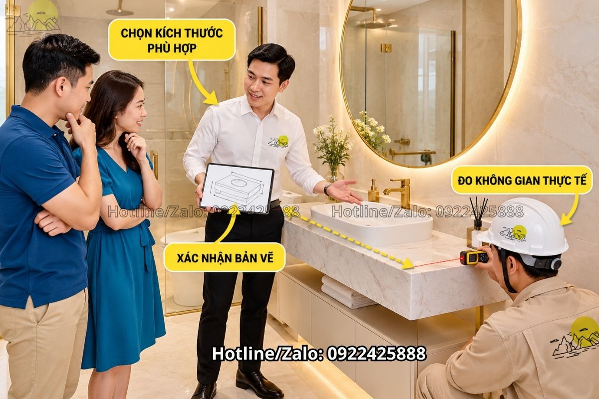 Tư vấn kích thước bàn đá lavabo theo không gian thực tế