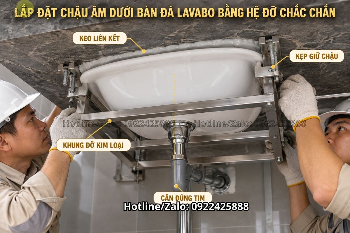 Vận chuyển bàn đá lavabo có lỗ khoét chậu an toàn